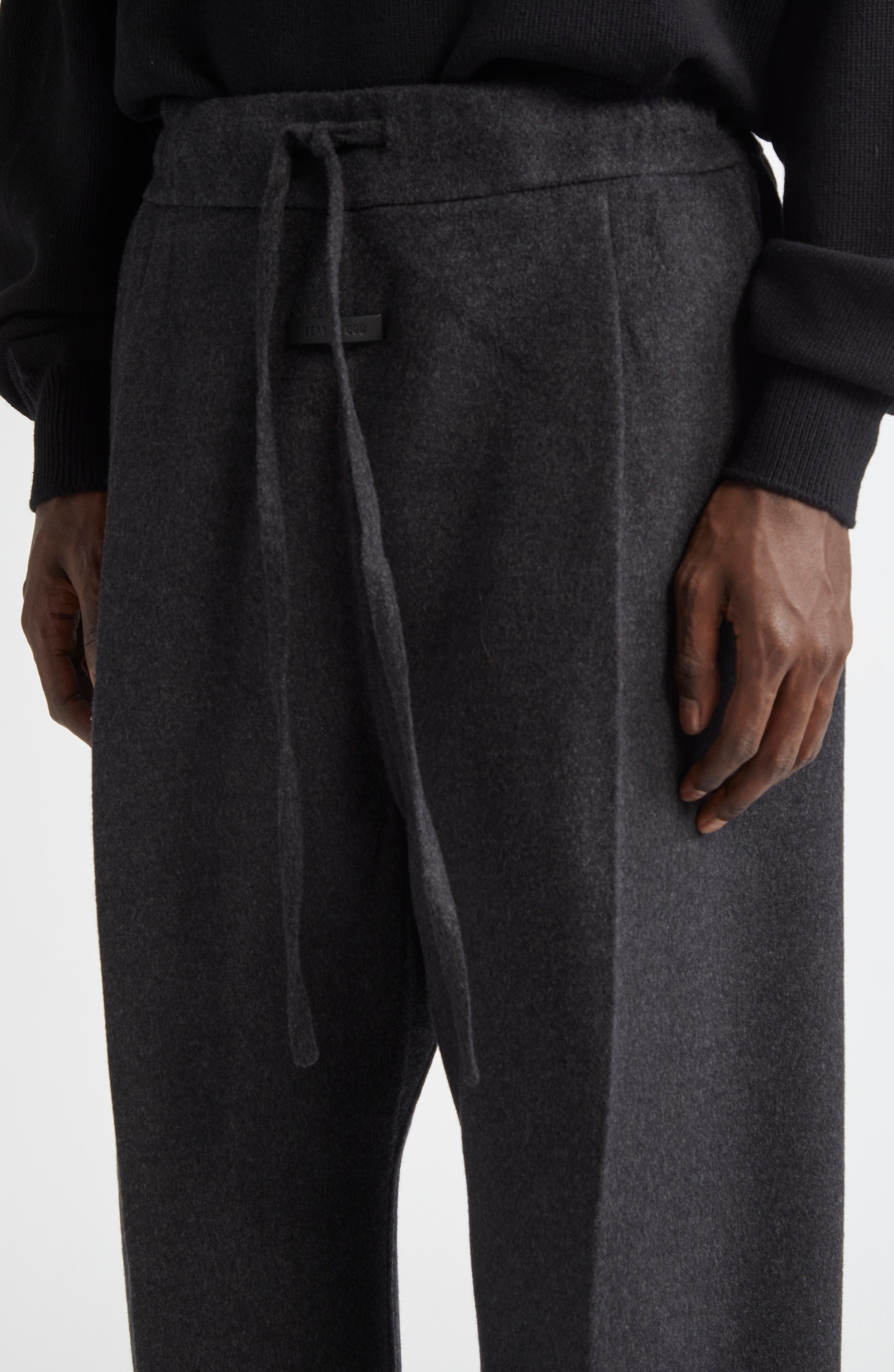 Fear of God Wide Leg Virgin Wool & Cashmere Drawstring Pants in Charcoal at Nordstrom - 4