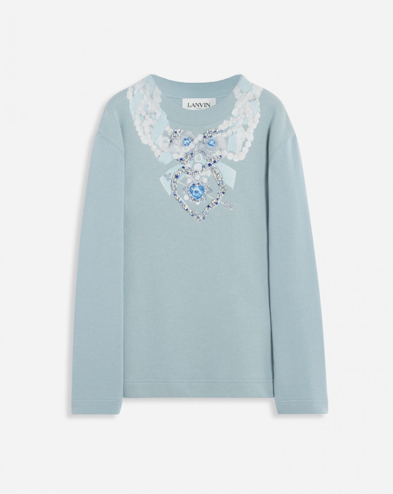 SWEATSHIRT WITH EMBROIDERY NECKLACE - 1