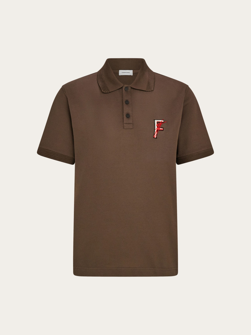 Cotton polo shirt with overlapping embroidery 1