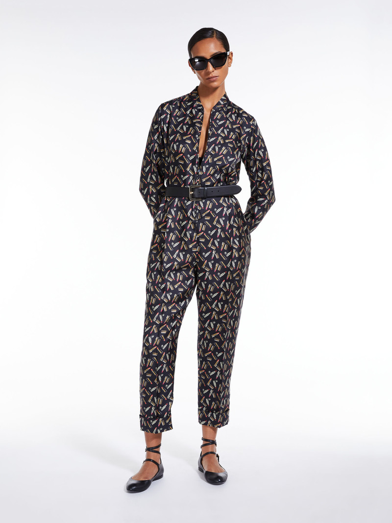 Max Mara MARA Printed silk twill jumpsuit outlook