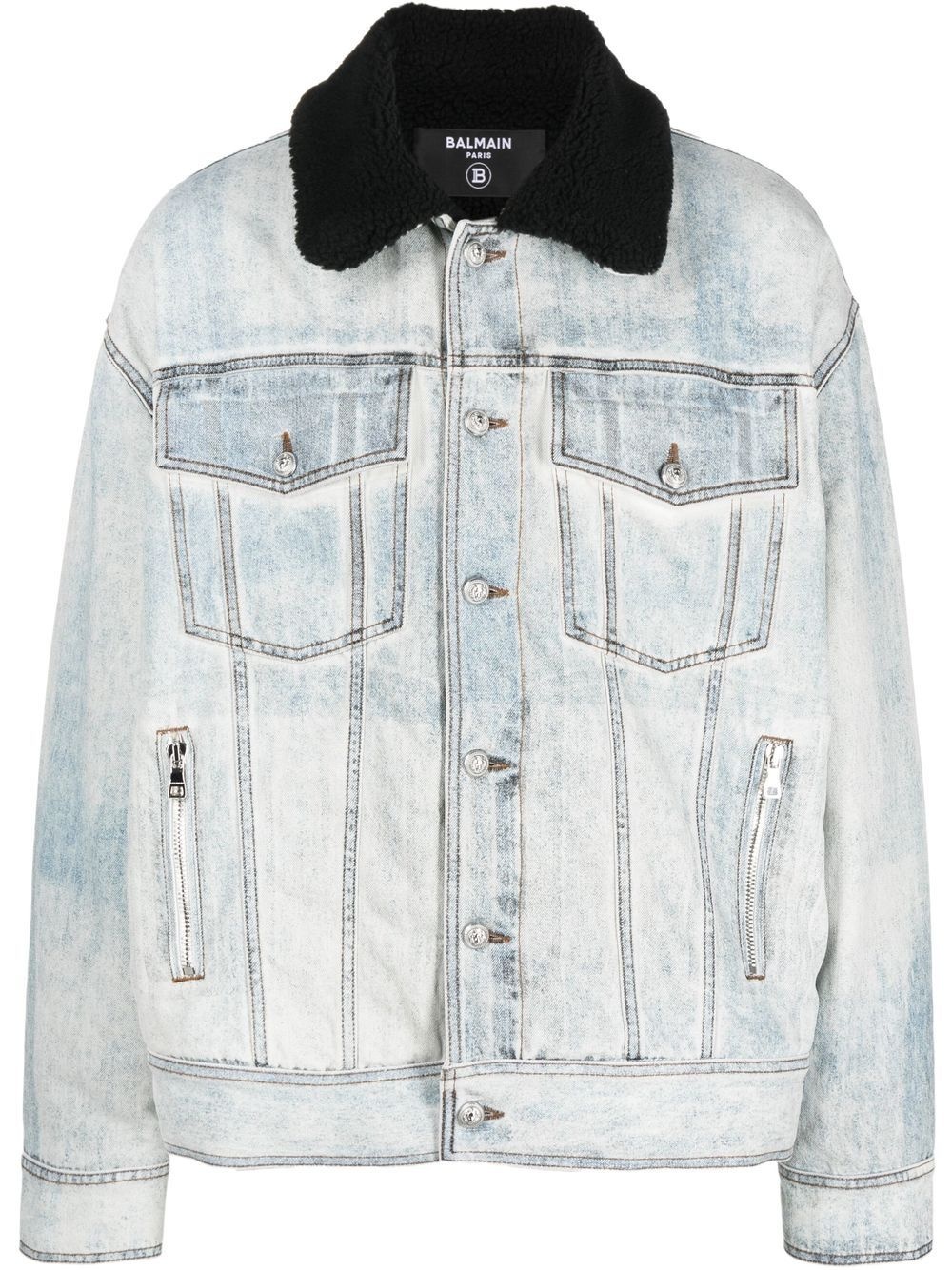 logo-embroidered denim jacket - 1