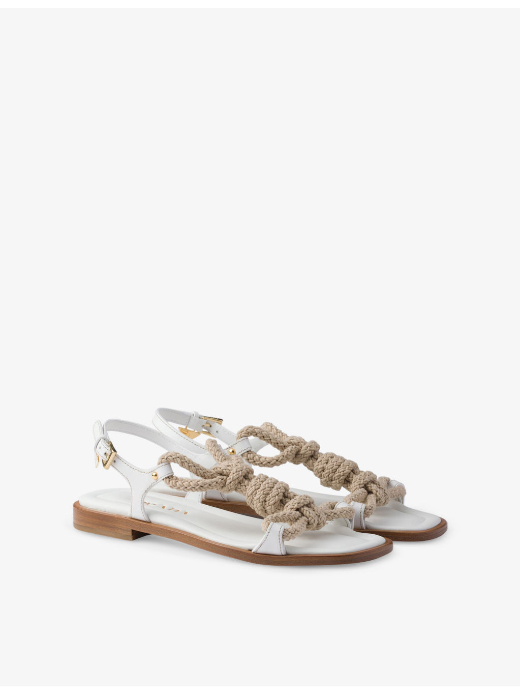 Flat Leather and Cord Sandals - 3