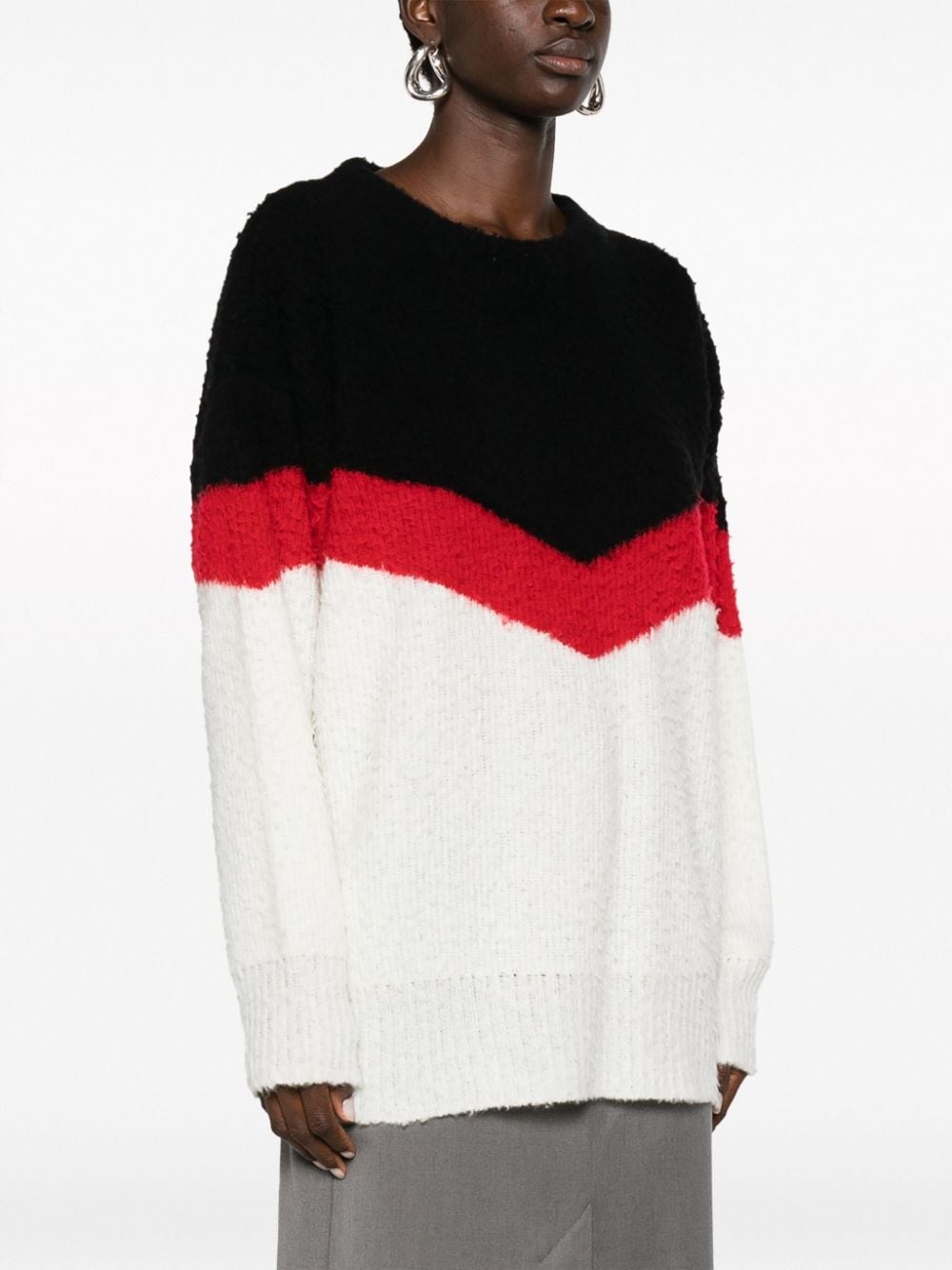 chevron-striped chunky-knit jumper - 3