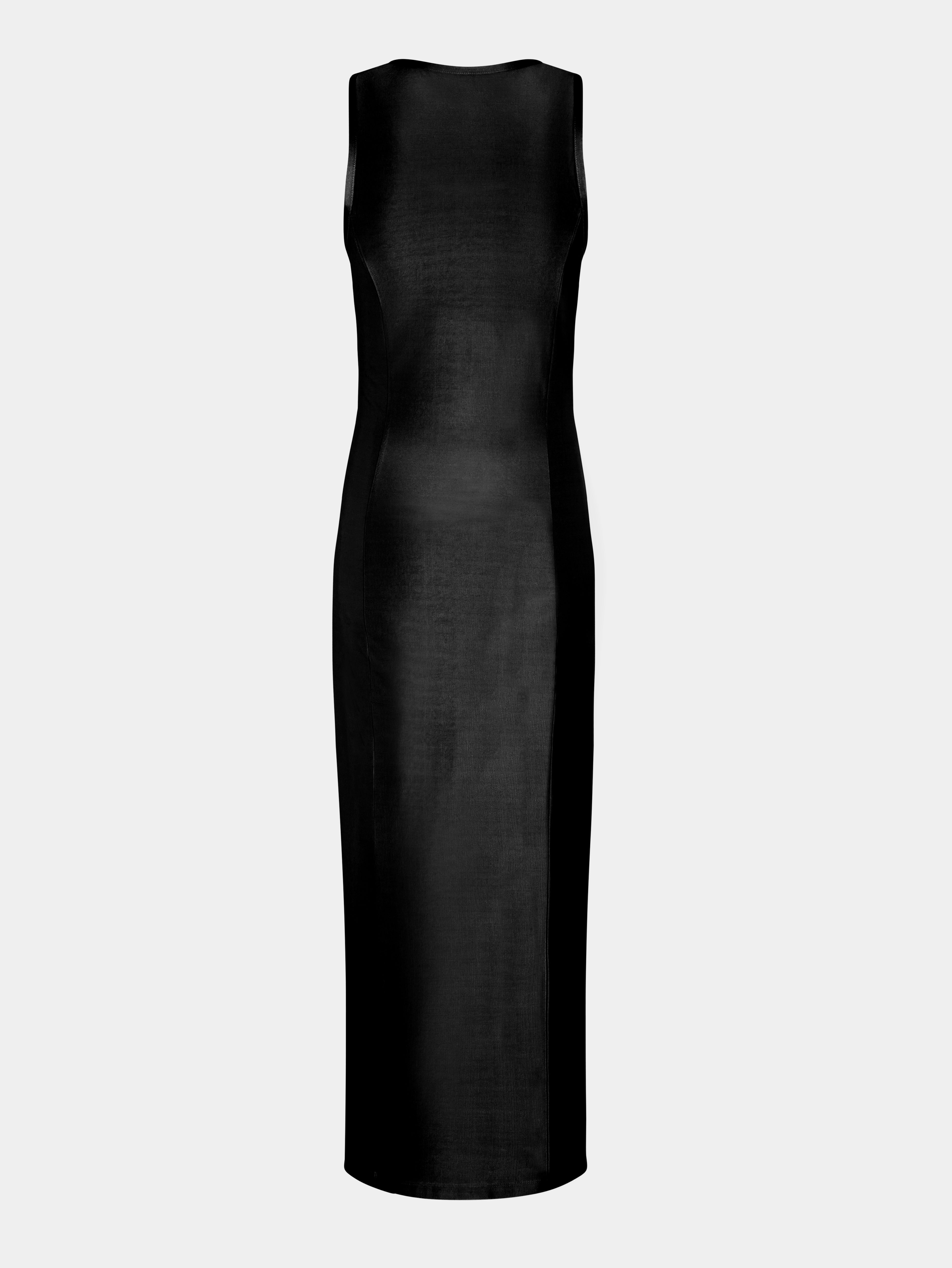 SLEEVELESS BLACK DRAPPÉ PRESSION DRESS - 6