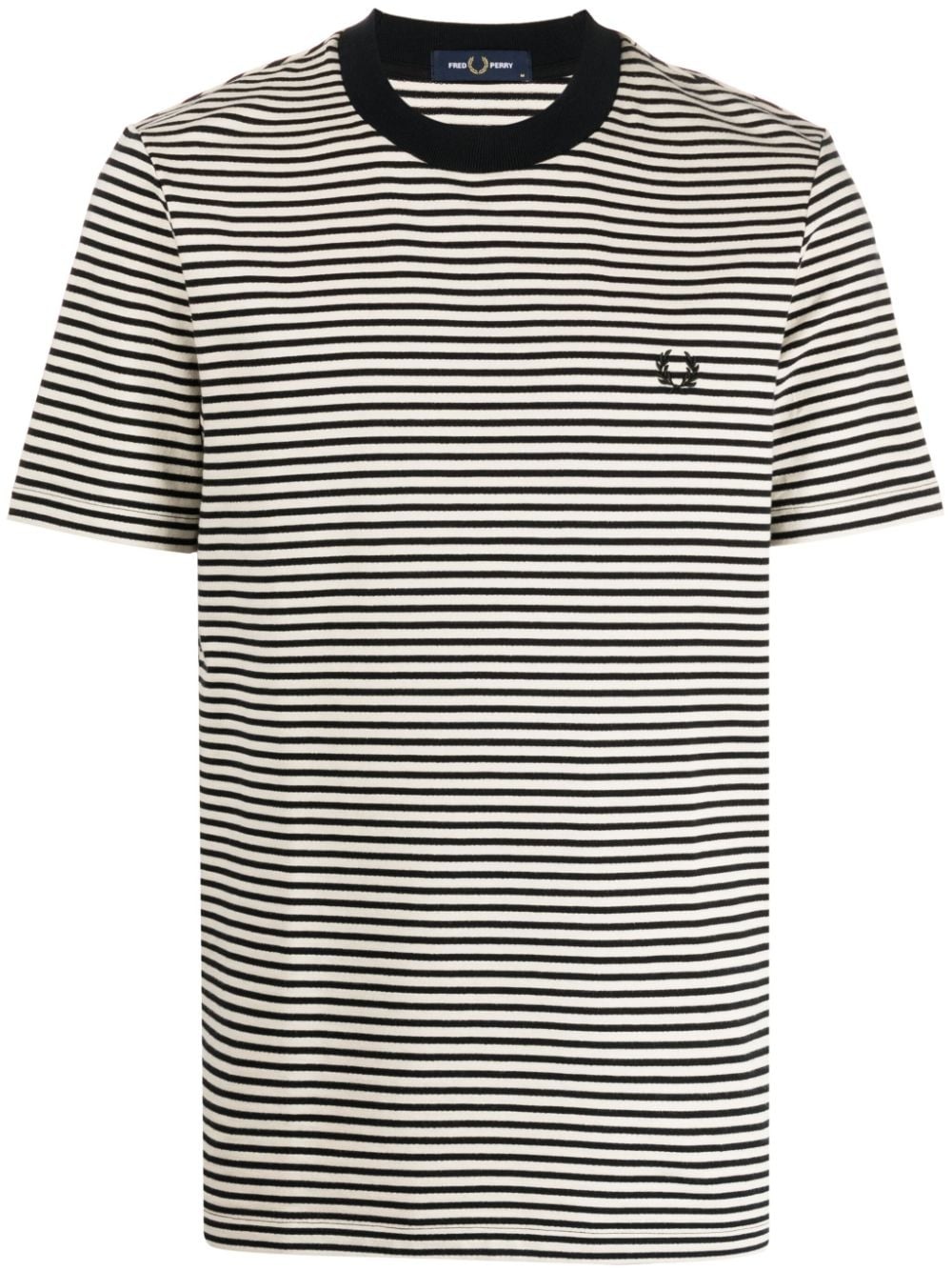Laurel Wreath-embroidered striped T-shirt - 1