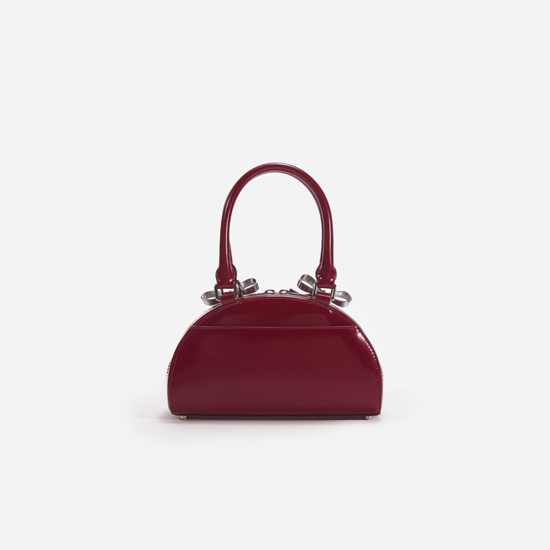 Burgundy Leather Curved Mini Tote Bag 3