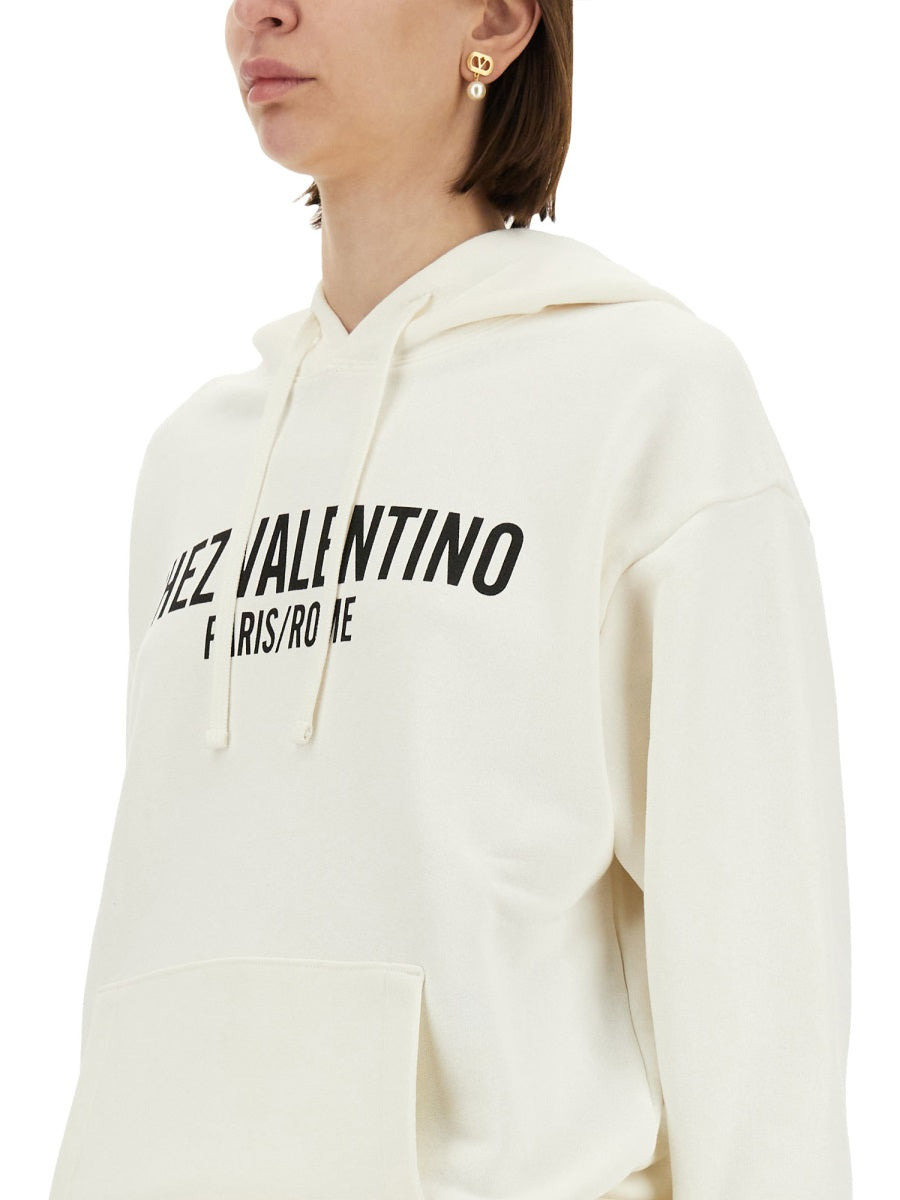 Valentino Women Cotton Hoodie With Print - 4