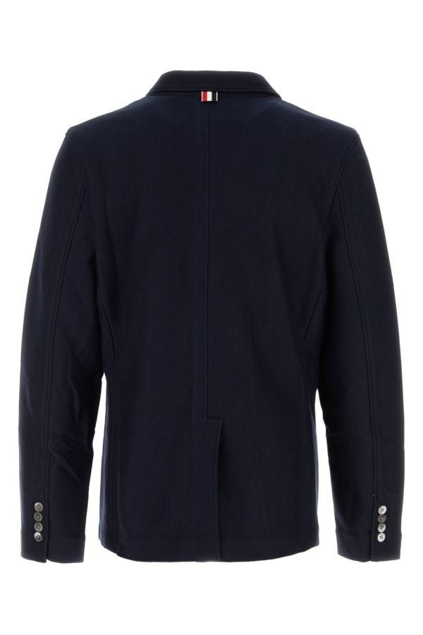 Thom Browne Man Navy Blue Cotton Blazer - 2