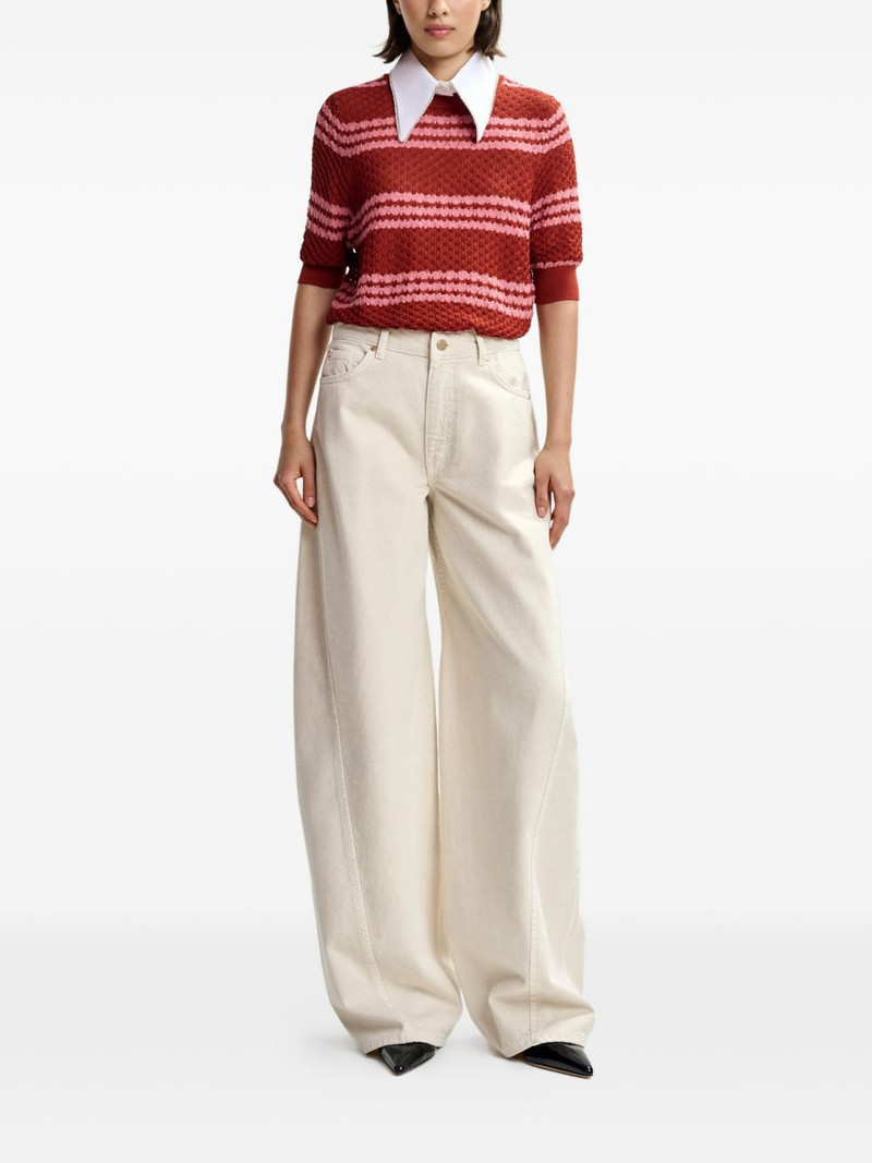 ESSENTIEL ANTWERP striped embellished-collar T-shirt outlook