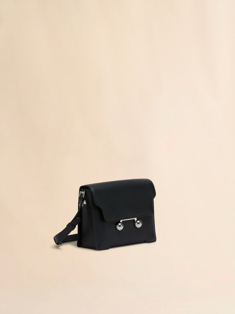 BLACK LEATHER TRUNKAROO MEDIUM SHOULDER BAG 6