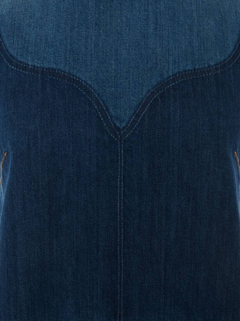 Bustier Denim Top in Washed Blue - 5