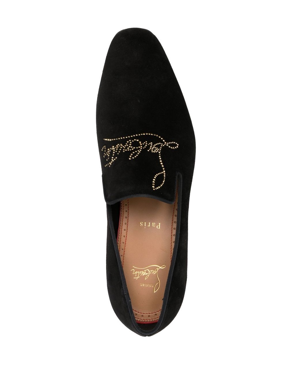 appliqué-logo suede loafers - 4
