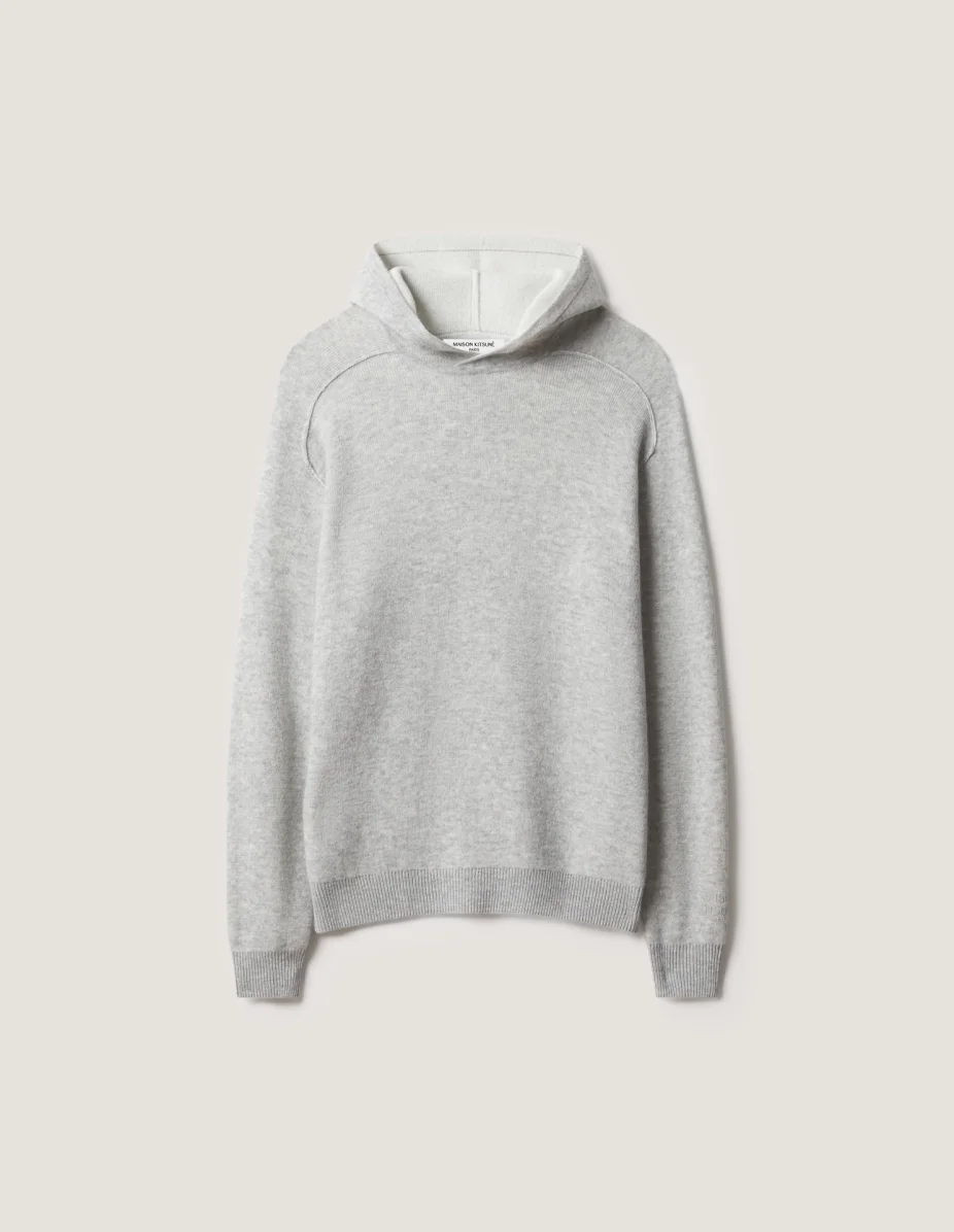 WOOL CASHMERE DOUBLE FACE HOODIE - 1