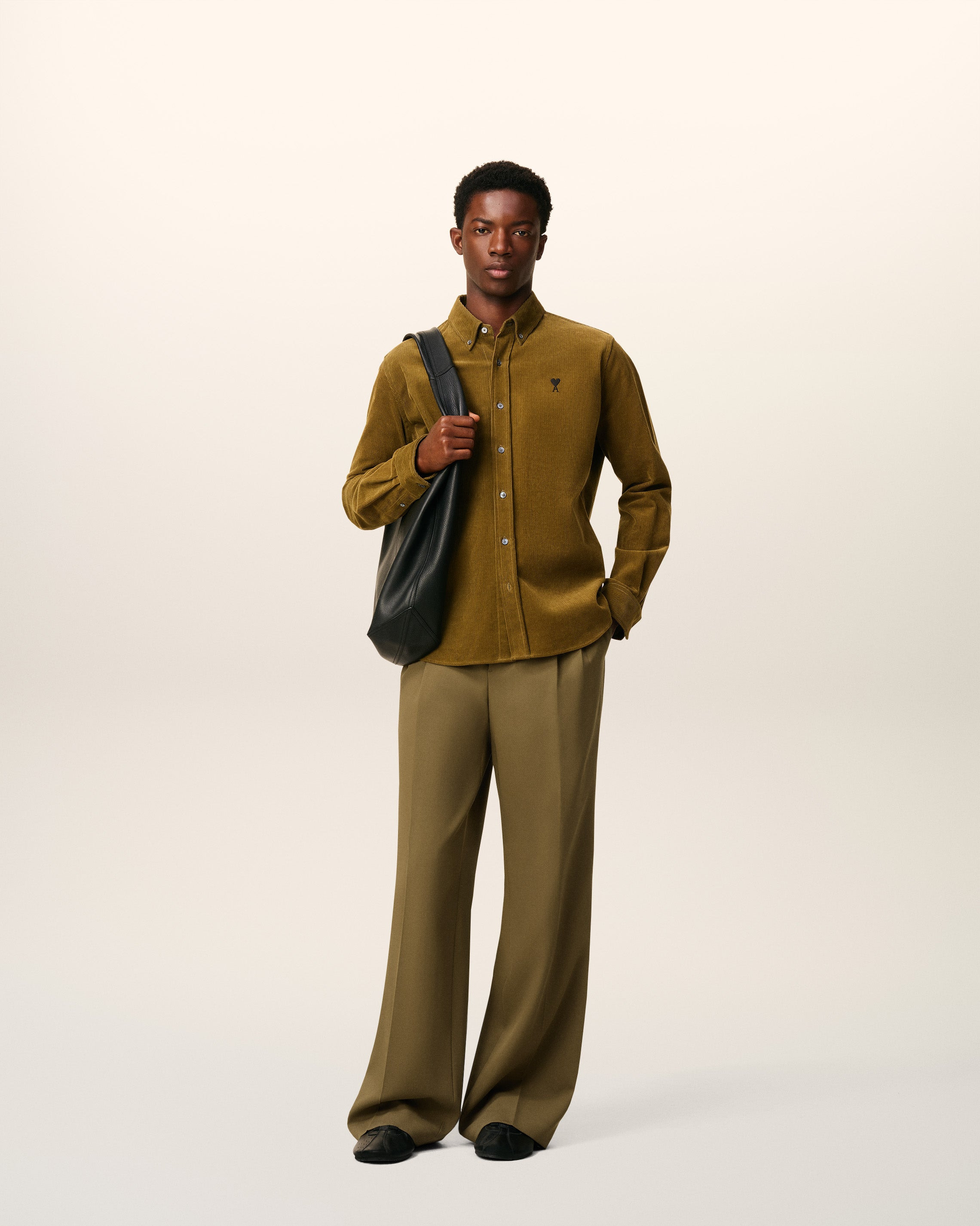 GREEN WOOL LOW WAIST WIDE TROUSERS - 3