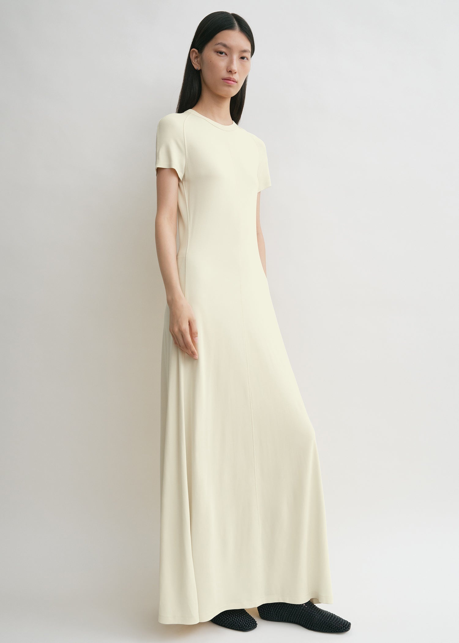 Fluid jersey dress ecru - 3