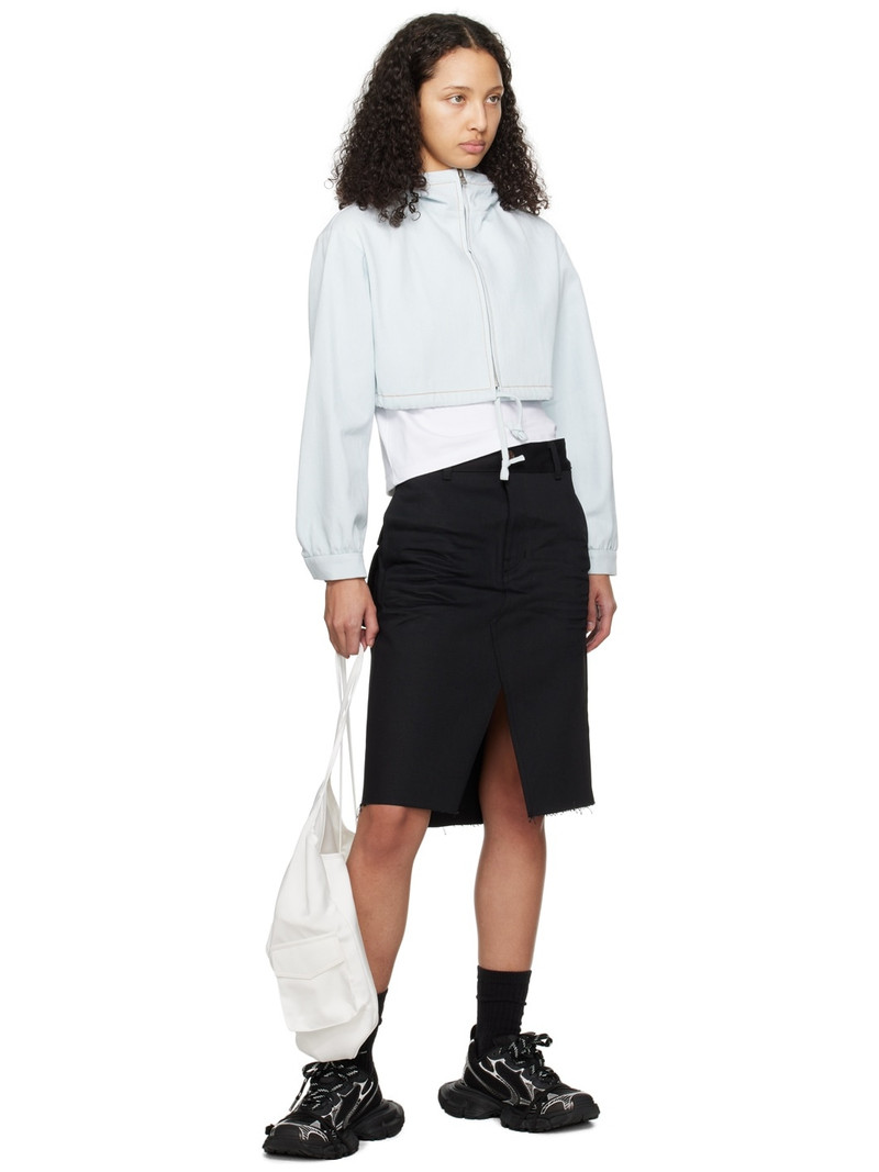 We11done Blue Cropped Denim Hoodie outlook