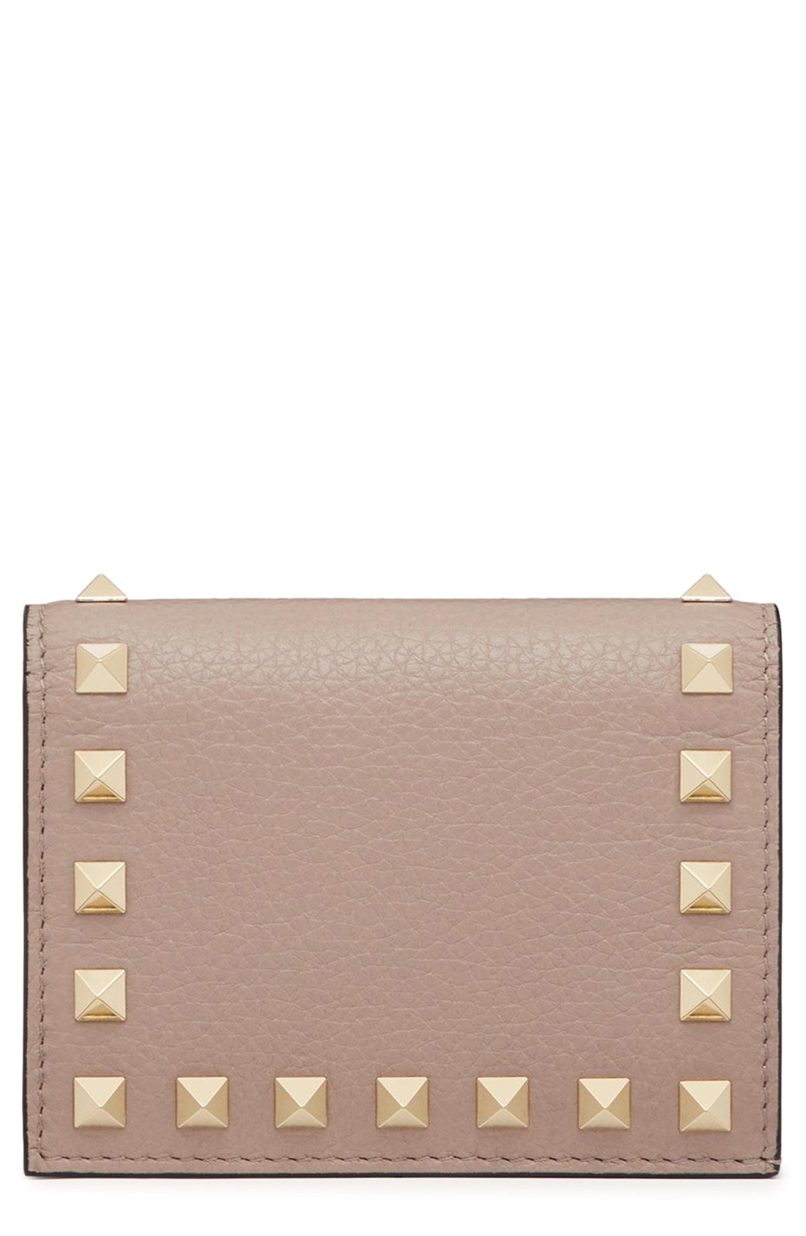 Valentino Garavani Rockstud Leather Bifold French Wallet in Poudre at Nordstrom - 1