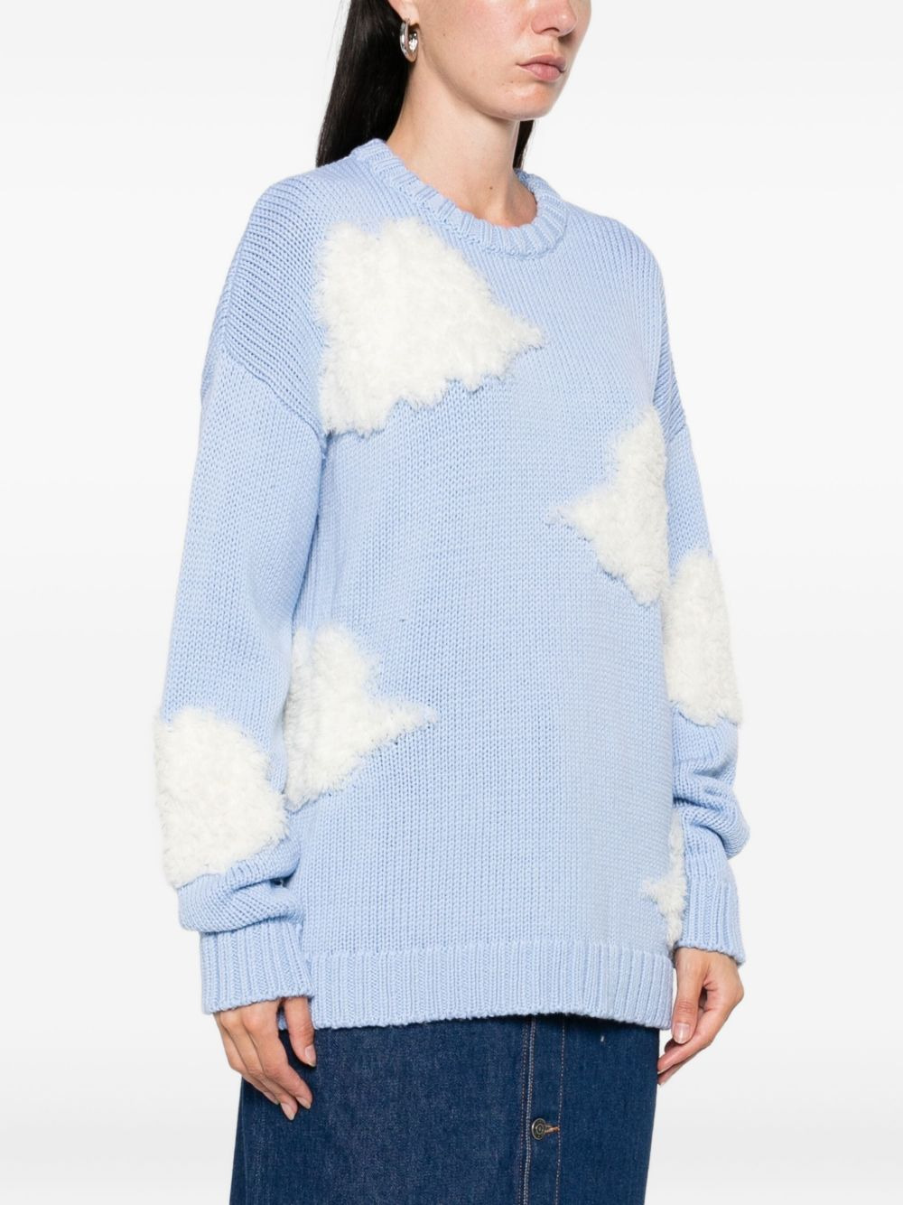 cloud-appliqué wool sweater - 3