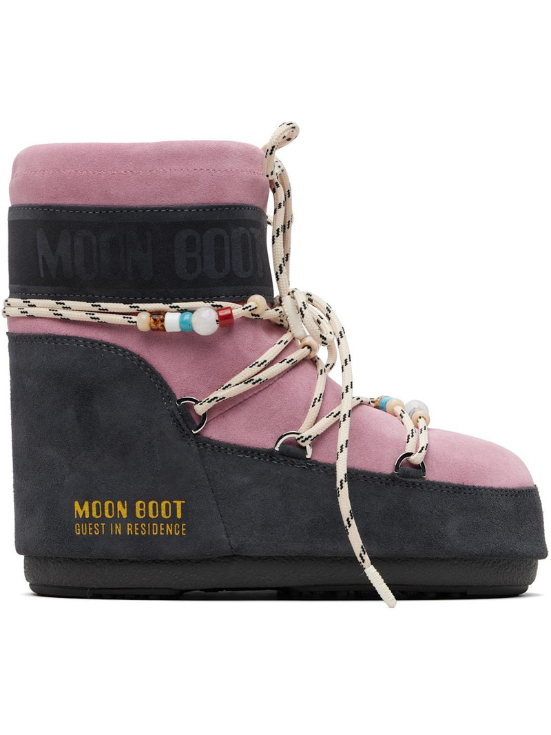 Pink Moon Boot Edition Icon Low Beaded Suede Boots 1
