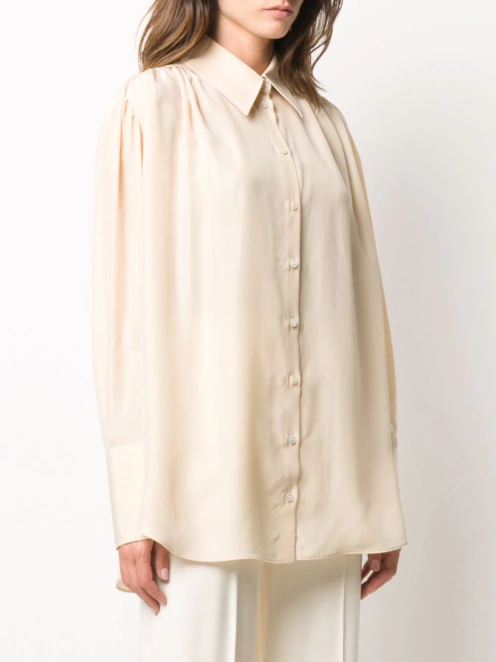 oversize gathered silk shirt - 3