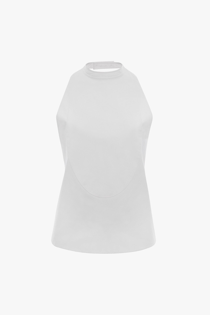 Backless Bib Top In White 1