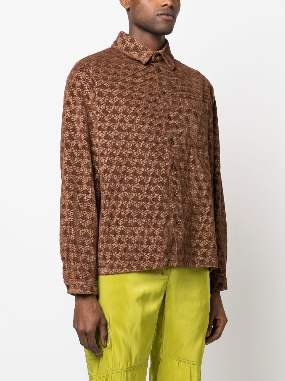 all-over logo print corduroy shirt - 3