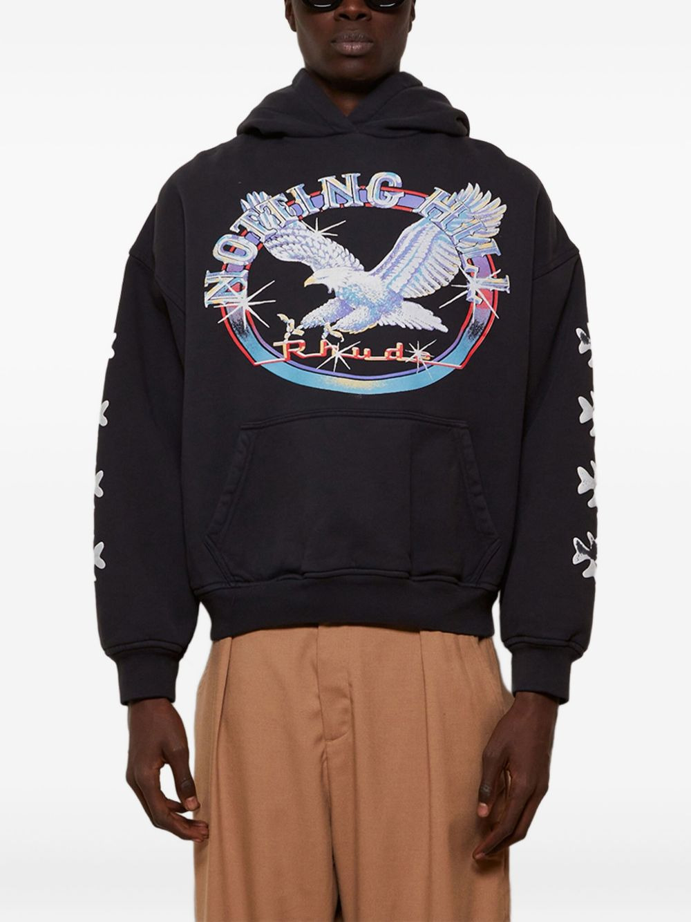 eagle graphic star-embellished hoodie - 3