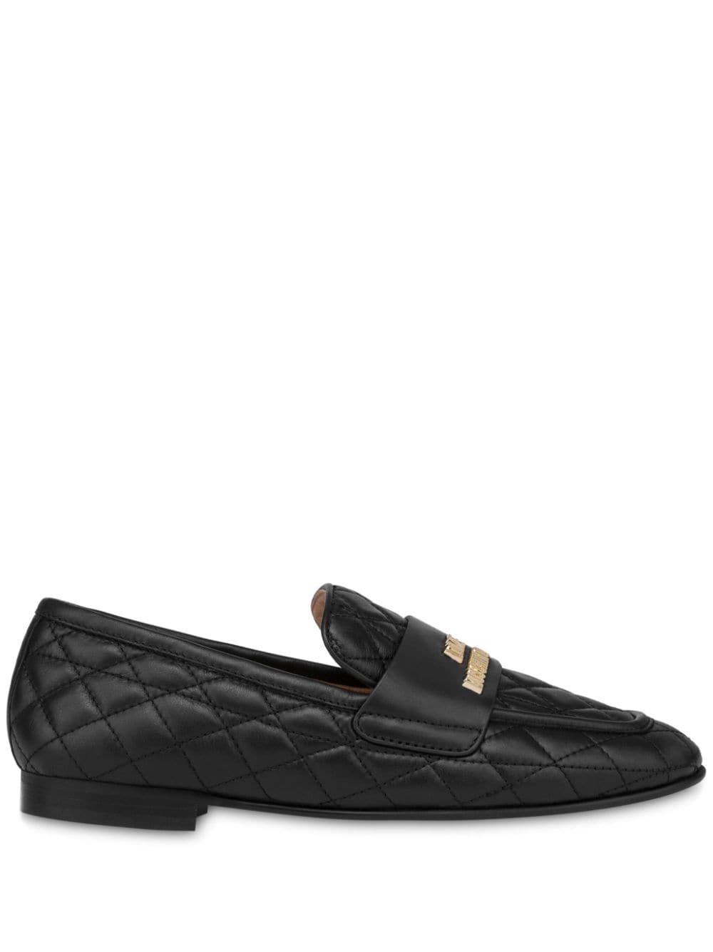 logo-lettering quilted leather loafers - 1