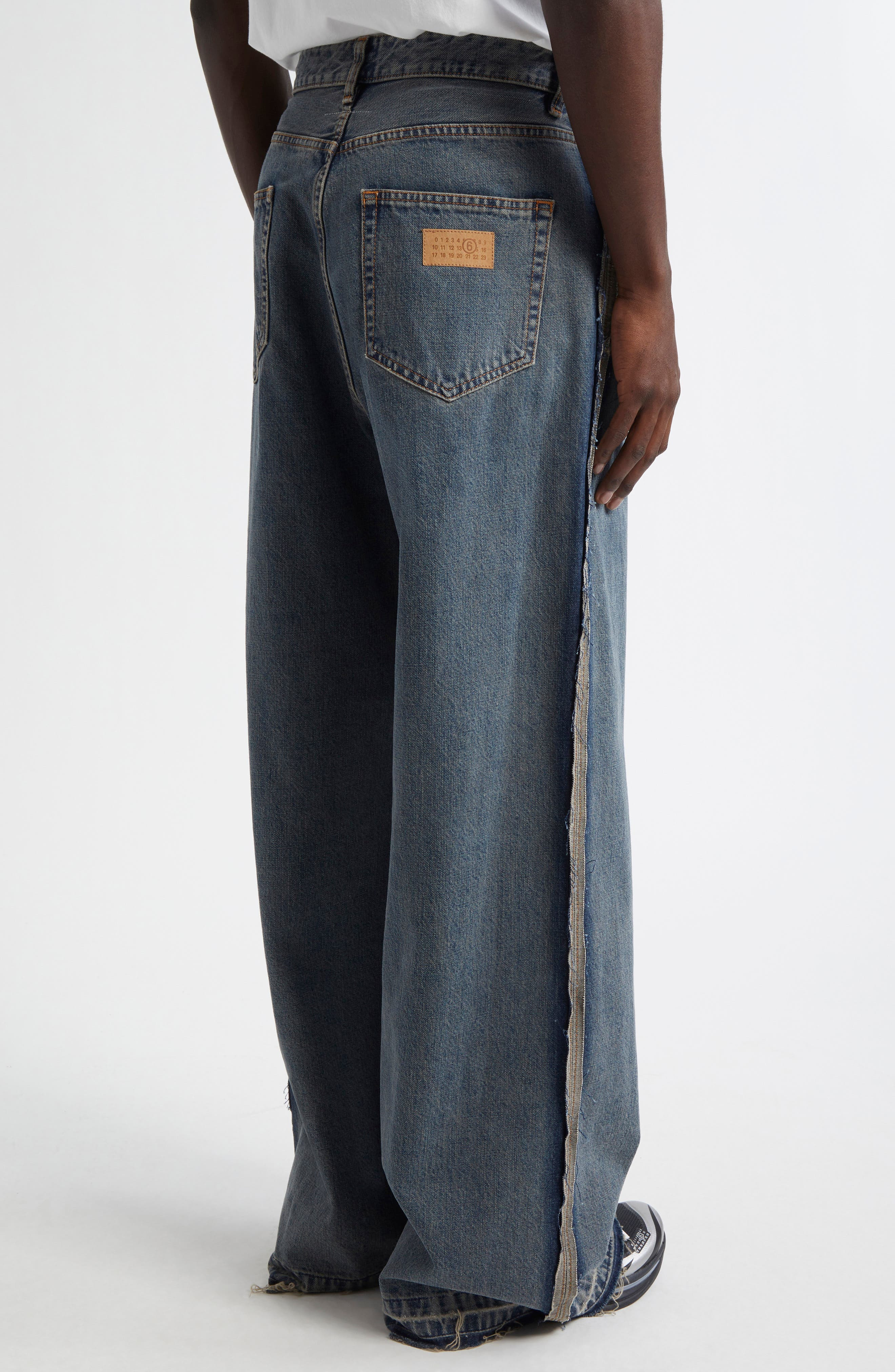 MM6 Maison Margiela Wide Leg Jeans in Light Grey at Nordstrom - 5