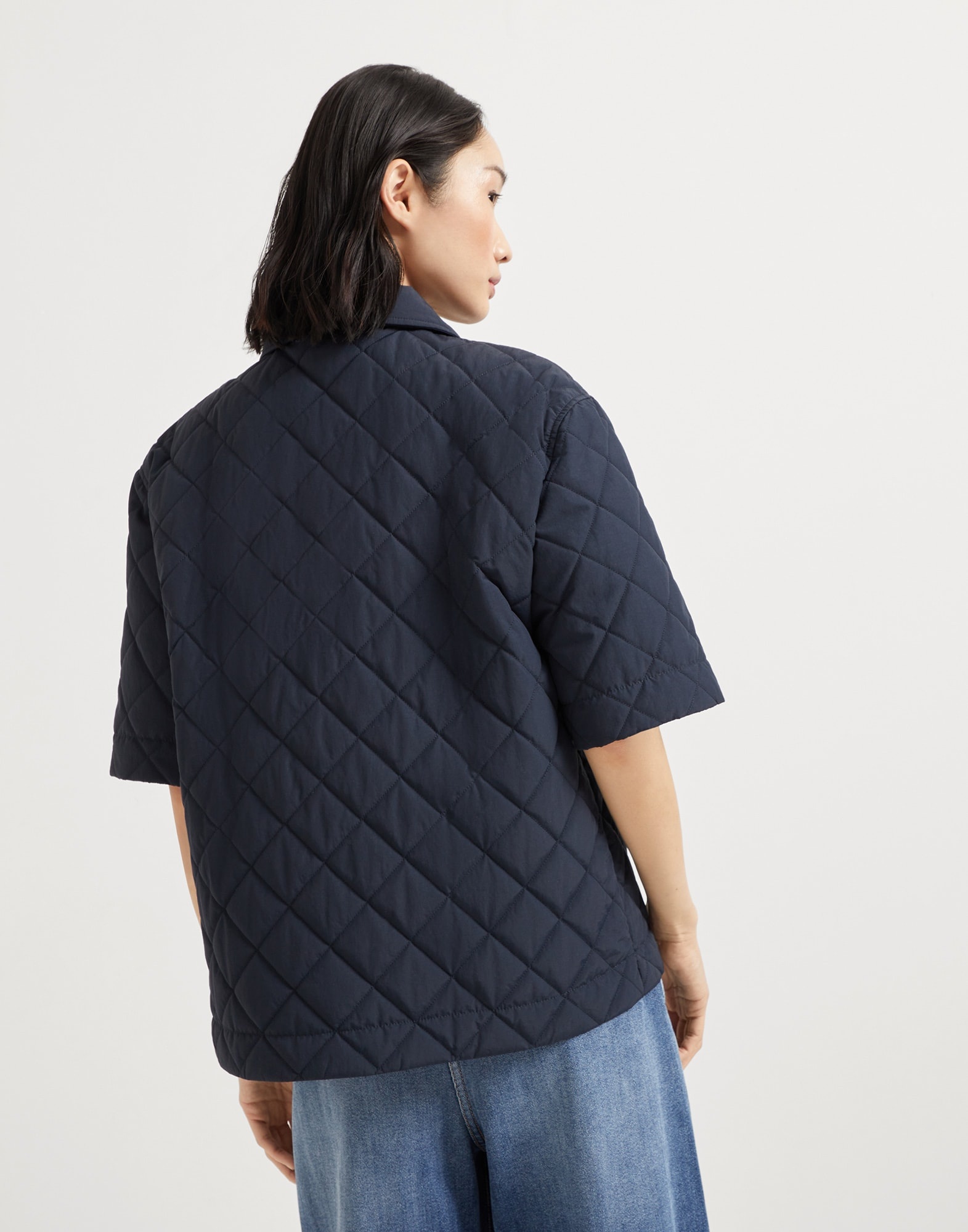 Water-resistant techno cotton short sleeve outerwear jacket with Thermore® padding and shiny flap de - 2
