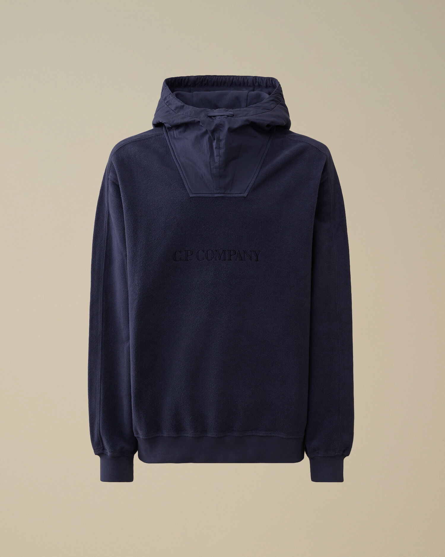 Reverse Brushed & Emerized Diagonal Fleece Mixed Hooded Sweatshirt - 1