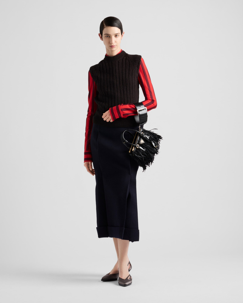 Prada Prada Galleria mini-bag with feather trim outlook