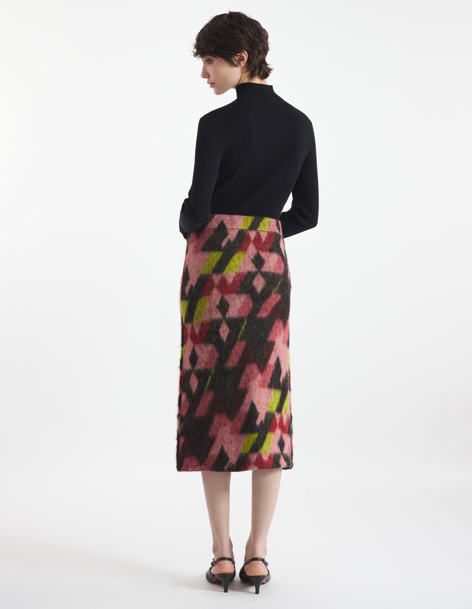 GRAPHIC MOHAIR JACQUARD LONG SKIRT - 5