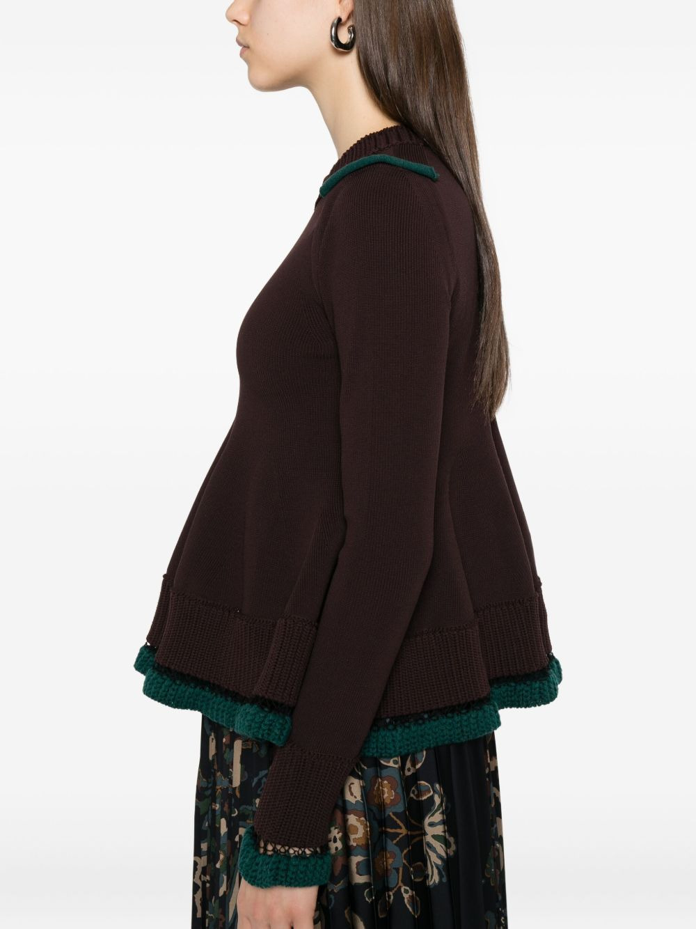 ruffled trim wool jumper - 5