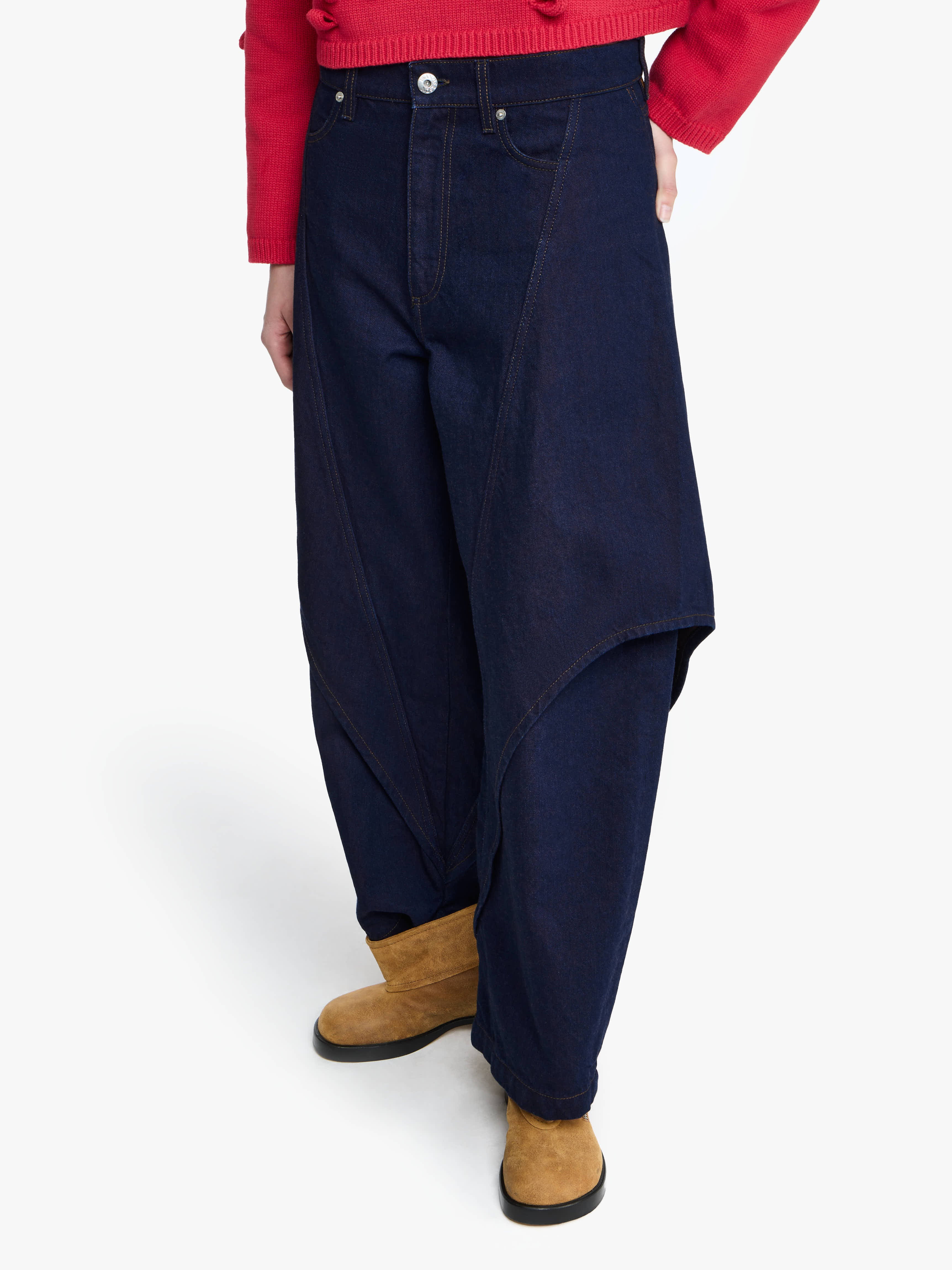 CROPPED SCULPTURAL DENIM JEANS - 4