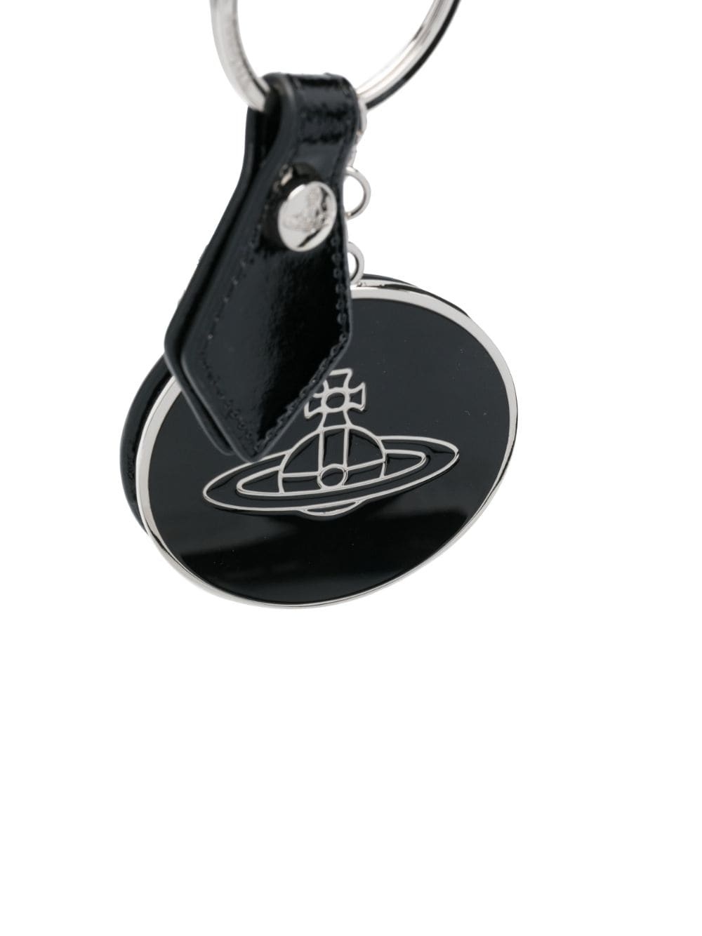 Orb logo-plaque patent-leather keyring - 2
