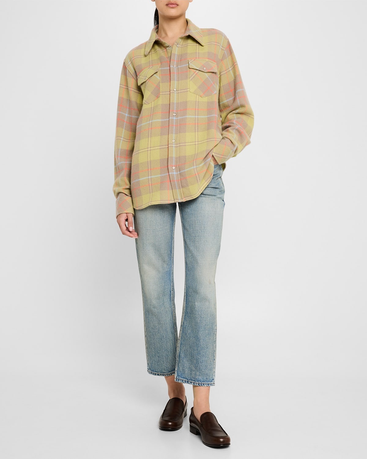 Earth Tartan Cashmere Button Down Shirt - 2