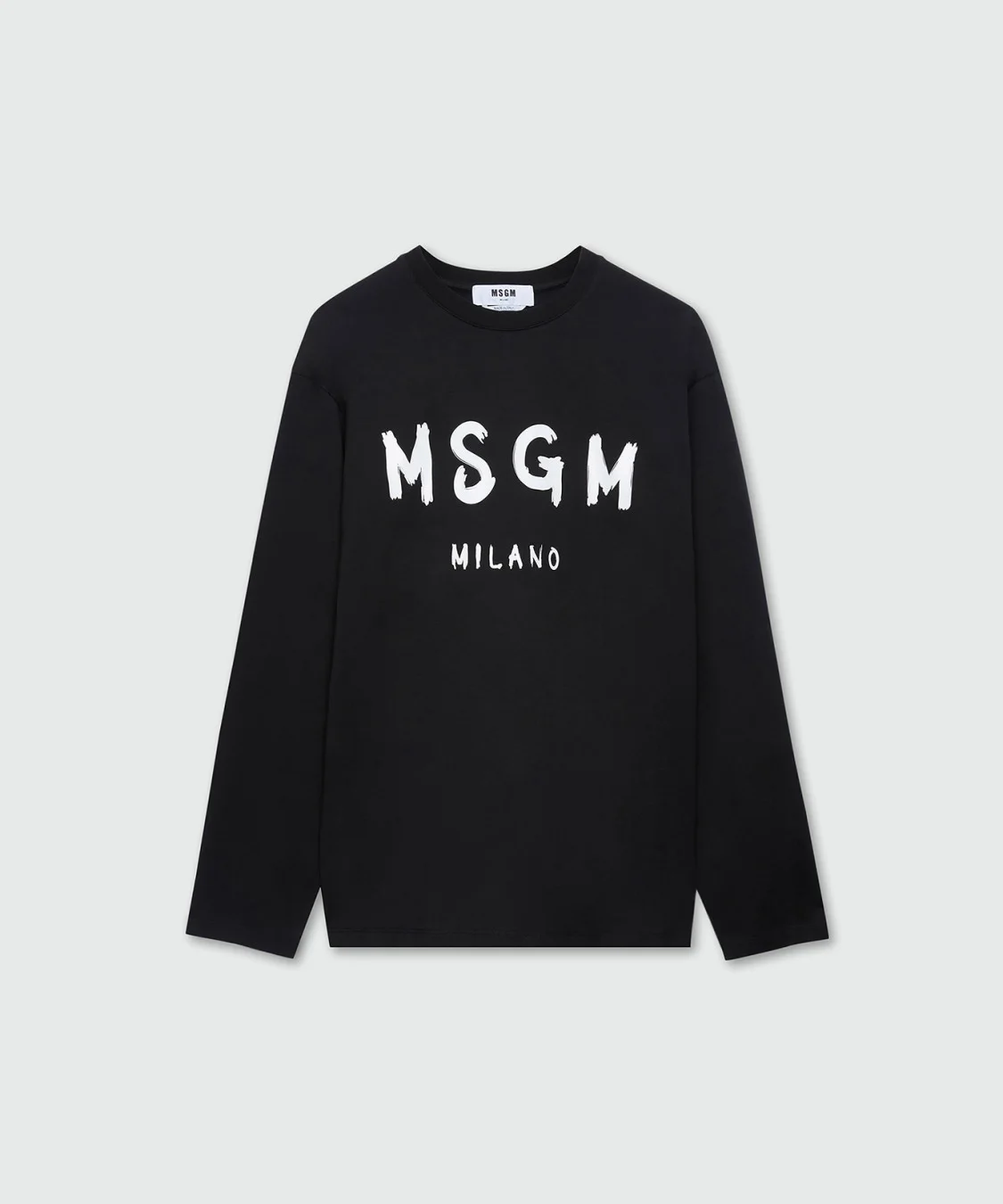 Black long sleeve T-shirt with brushstroke logo - 1