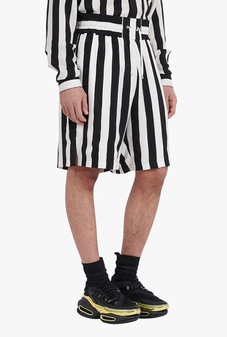 Black and white striped cuprammonium shorts - 8