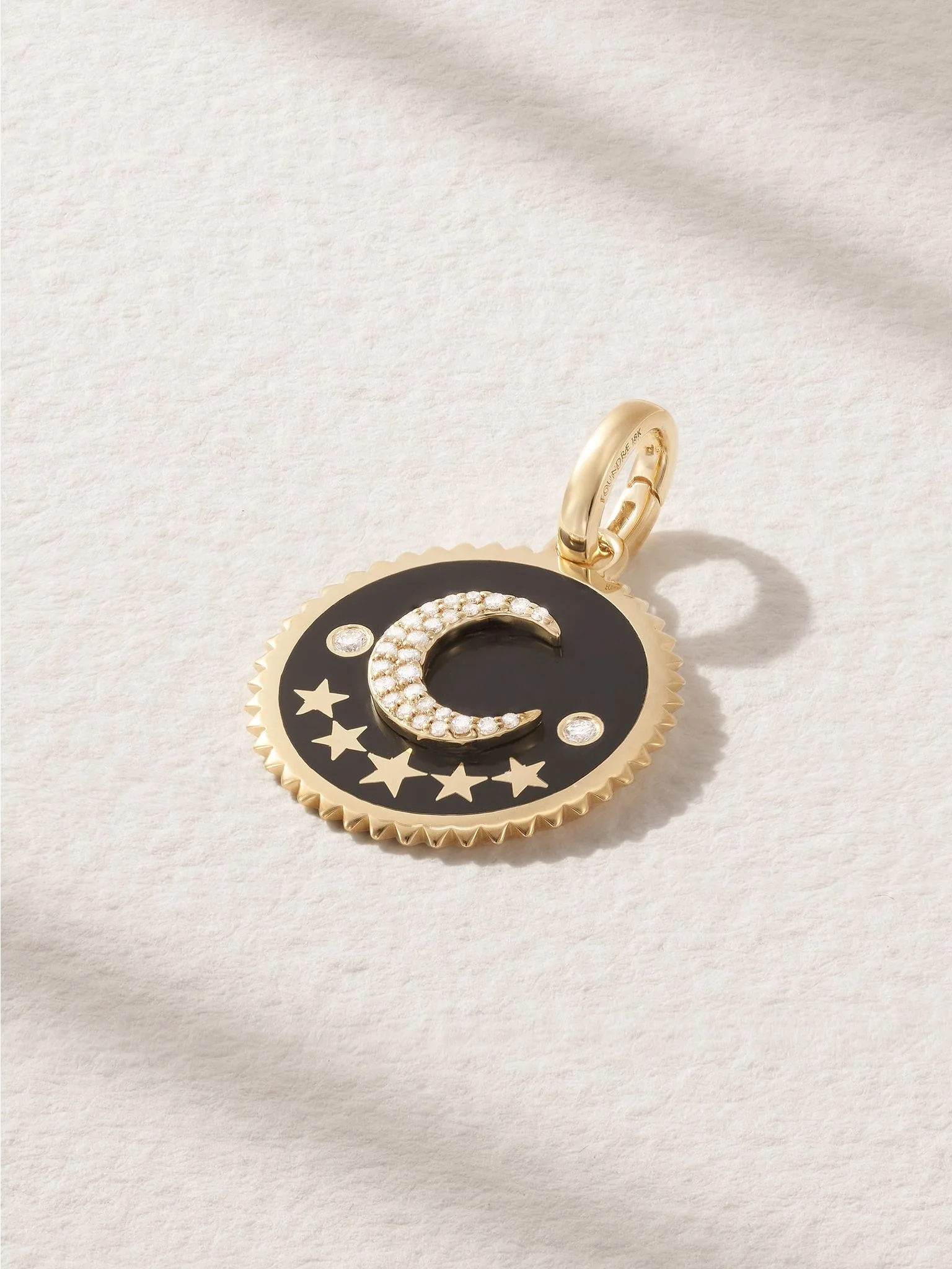 Crescent 18-karat gold, diamond and enamel pendant Gold - 1