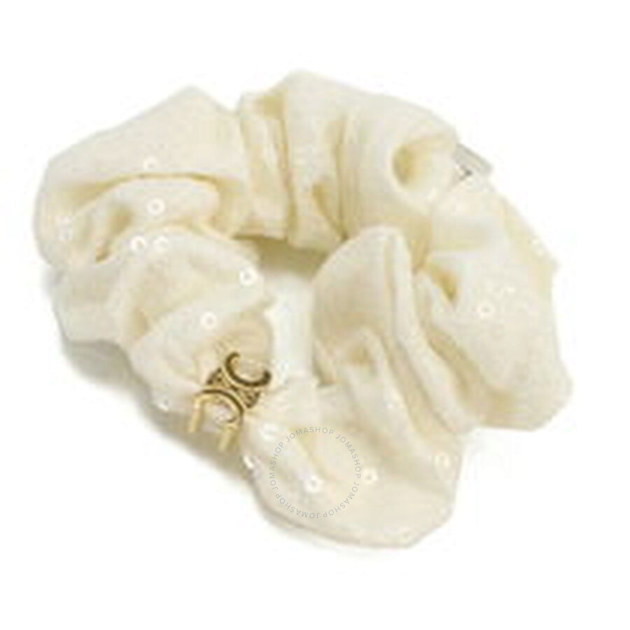 Celine Rayure Scrunchy in Gold & White - 1
