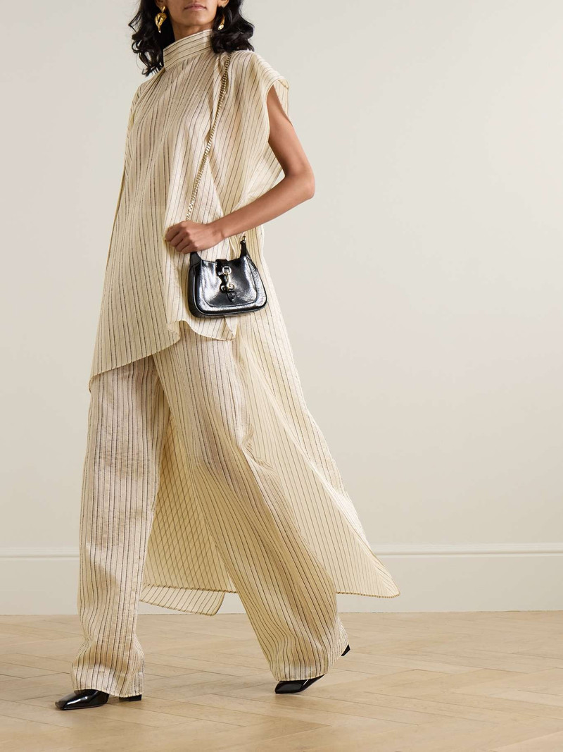 Taller Marmo Seine metallic pinstriped voile wide-leg pants outlook