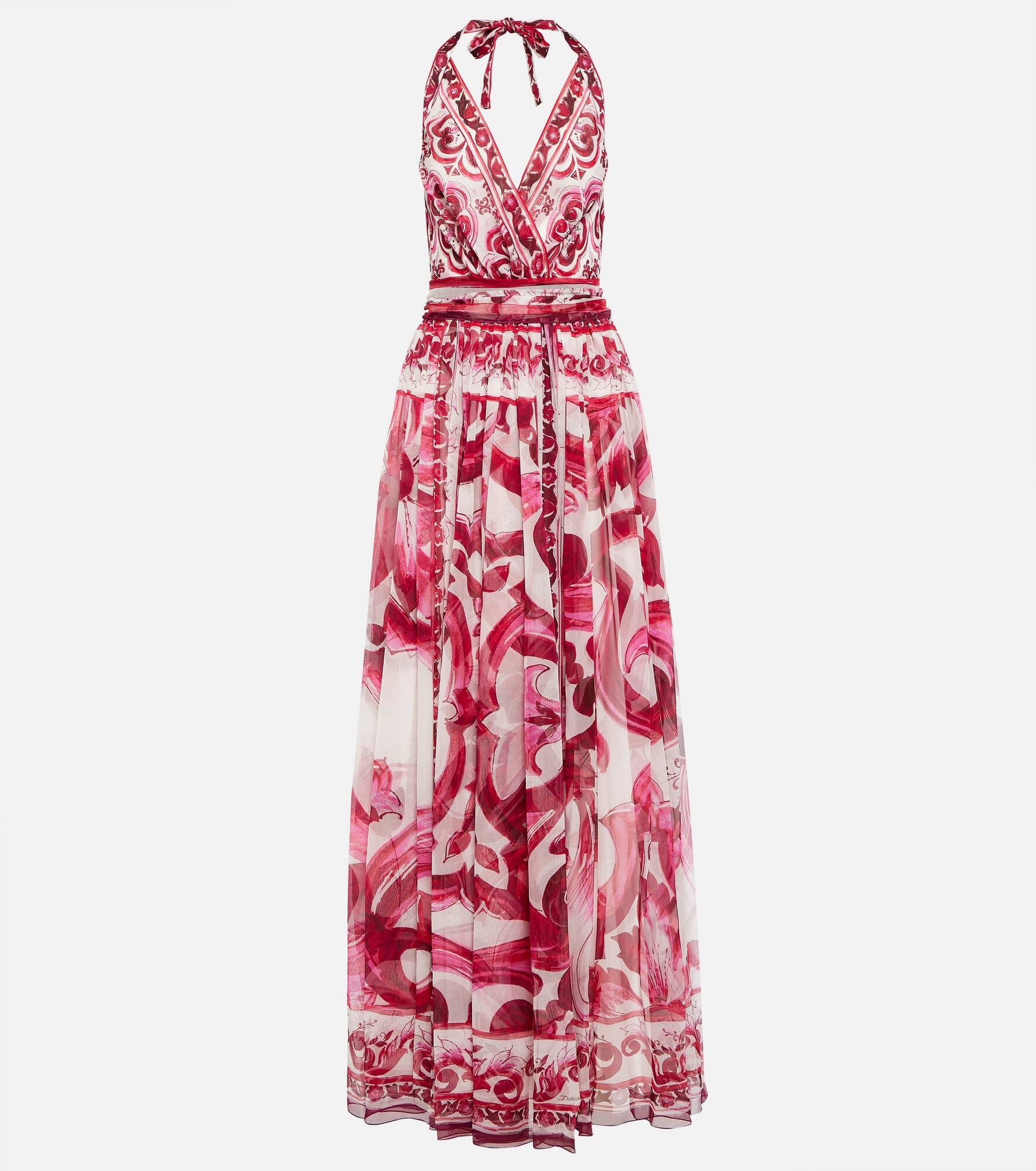 Majolica printed silk chiffon gown - 1