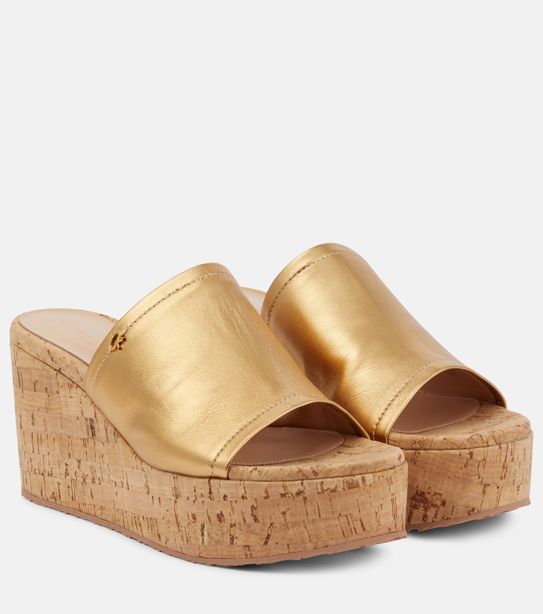 Leather wedge sandals - 1