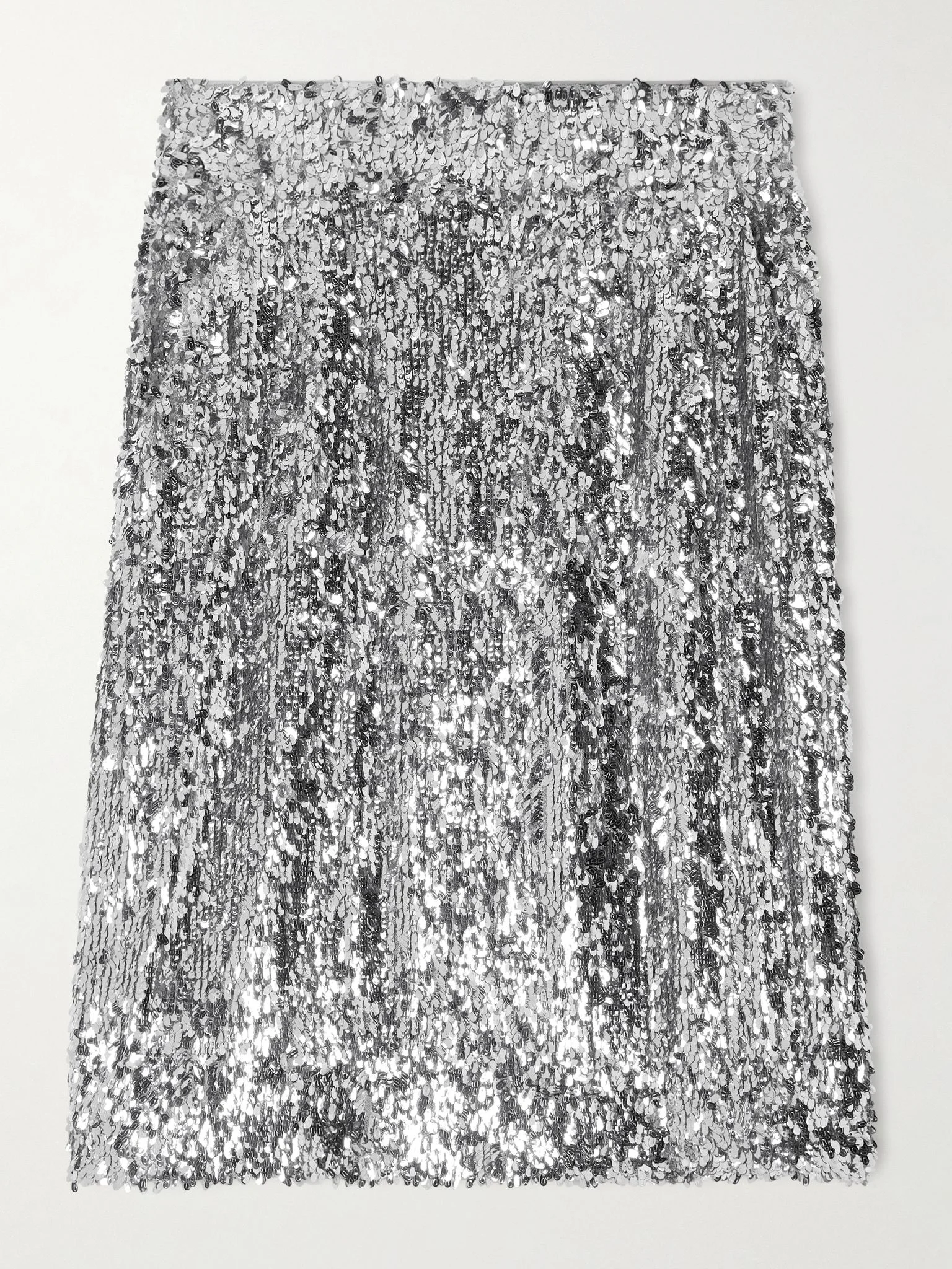Sequined mesh midi skirt Silver - 1