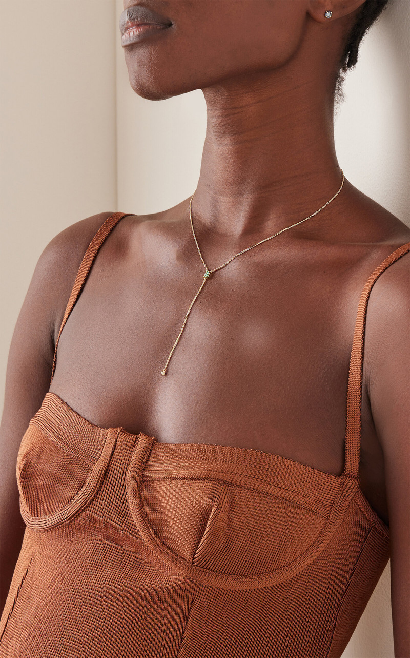 ILA Elettra 14K Yellow Gold Emerald Necklace green outlook
