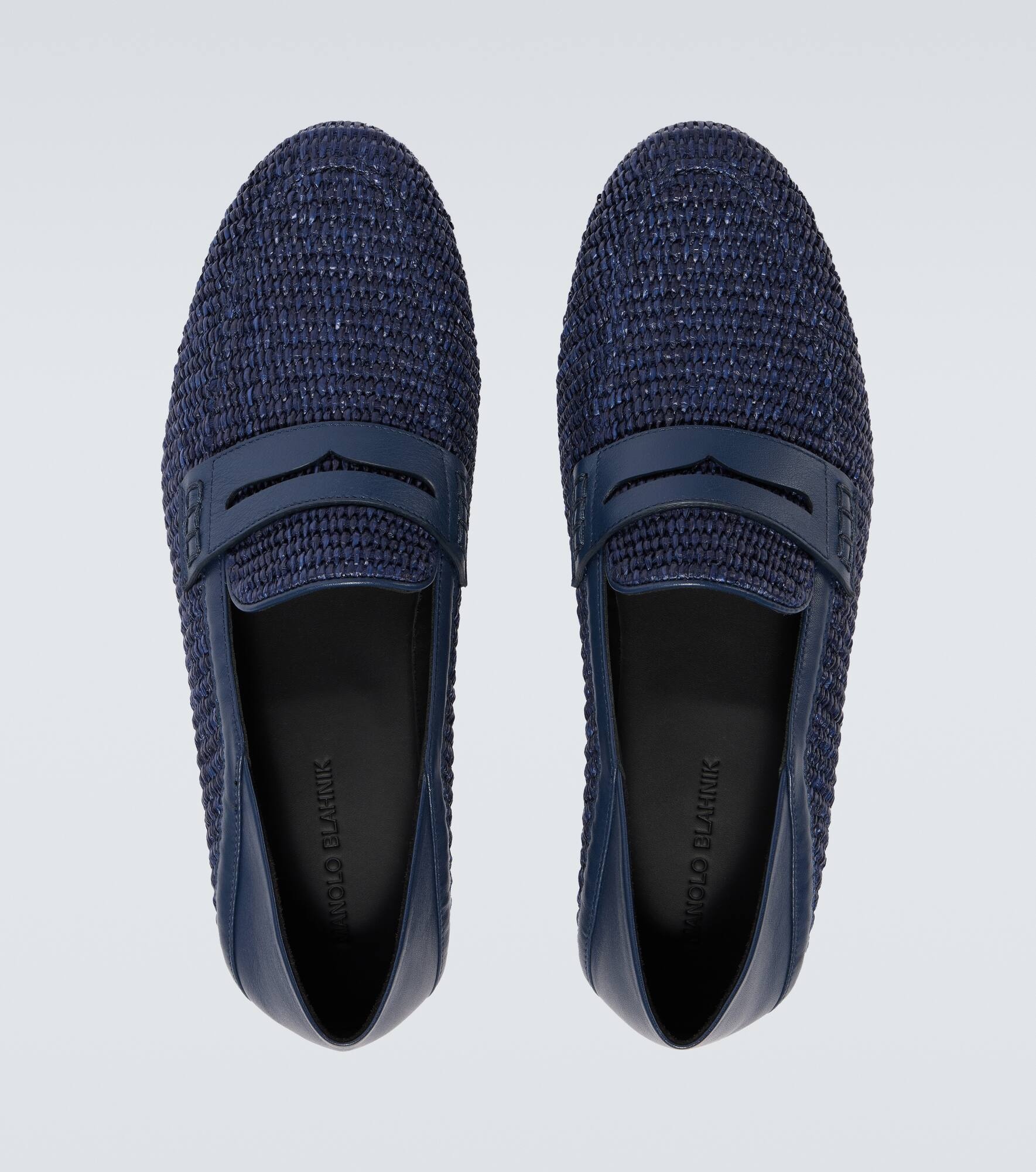 Padstow raffia and leather penny loafers - 4
