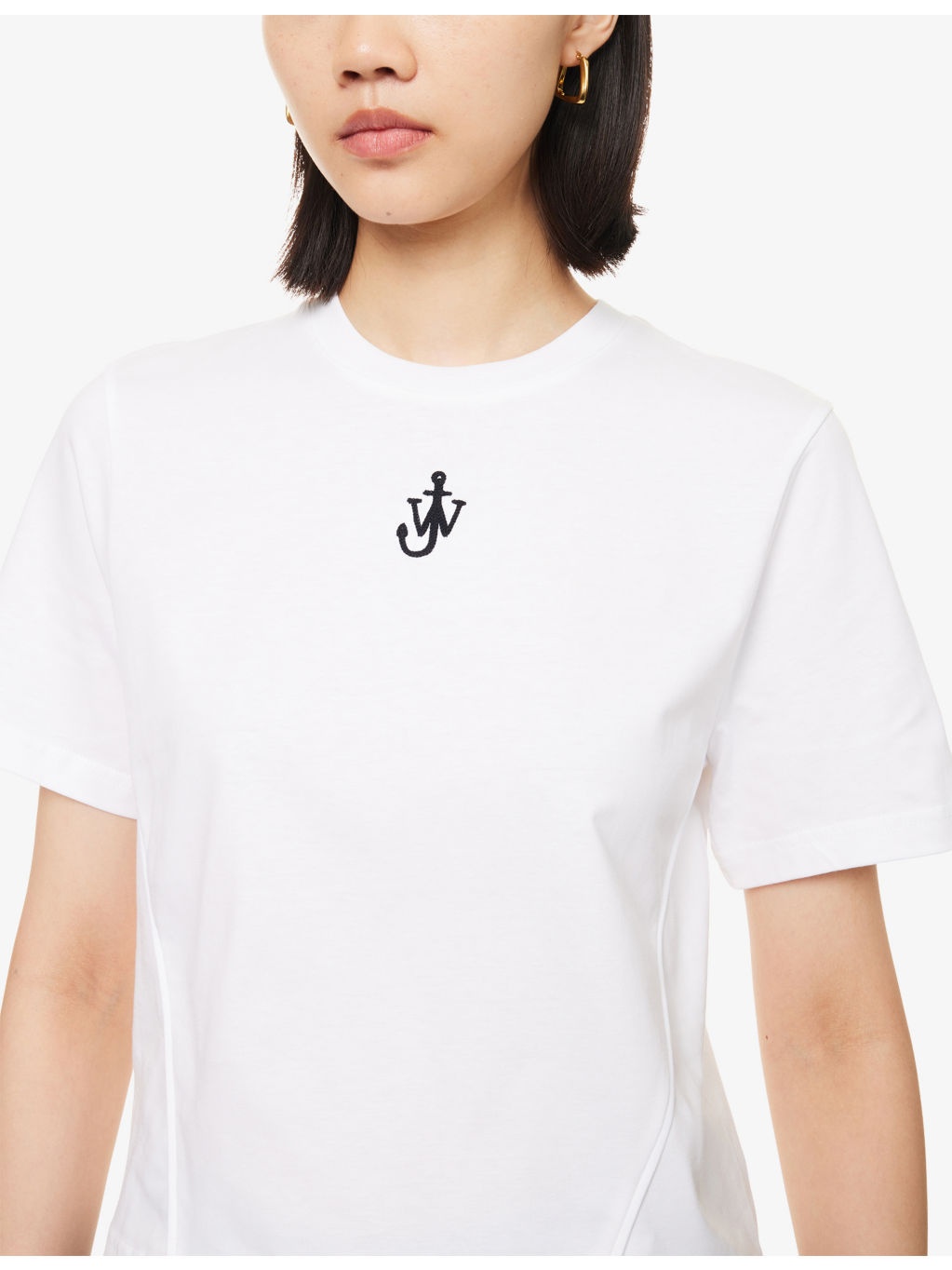 Anchor-Embroidery Crop Cotton-Jersey T-Shirt - 5