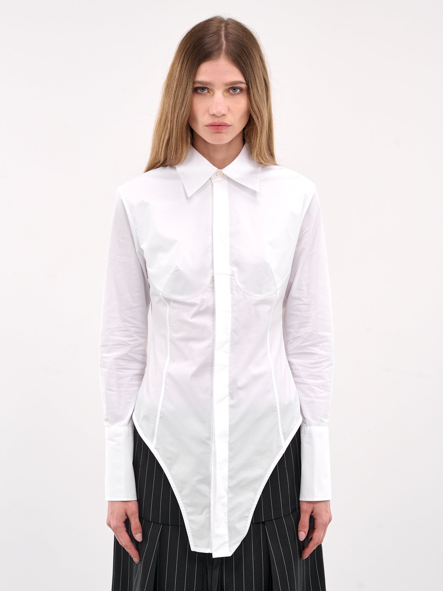 The White Cotton Bodysuit Shirt - 1