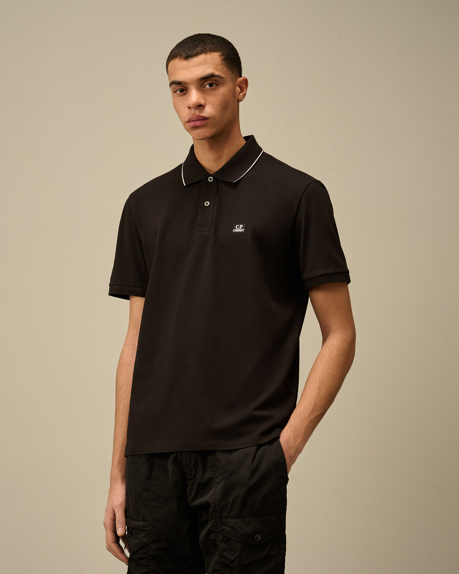 Stretch Piquet Two-Button Logo Polo - 3